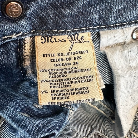 Miss Me Denim Jeans Easy Capri Rolled Adjustable Straight Leg Rhinestones Bling - Picture 16 of 16